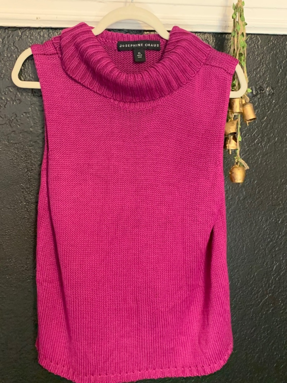 Josephine Chaus 100% silk Magenta Raspberry Pink sweater sleeveless XL